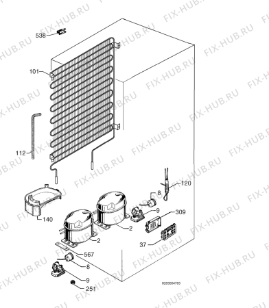 Взрыв-схема холодильника Corbero FC1850P/3 - Схема узла Cooling system 017